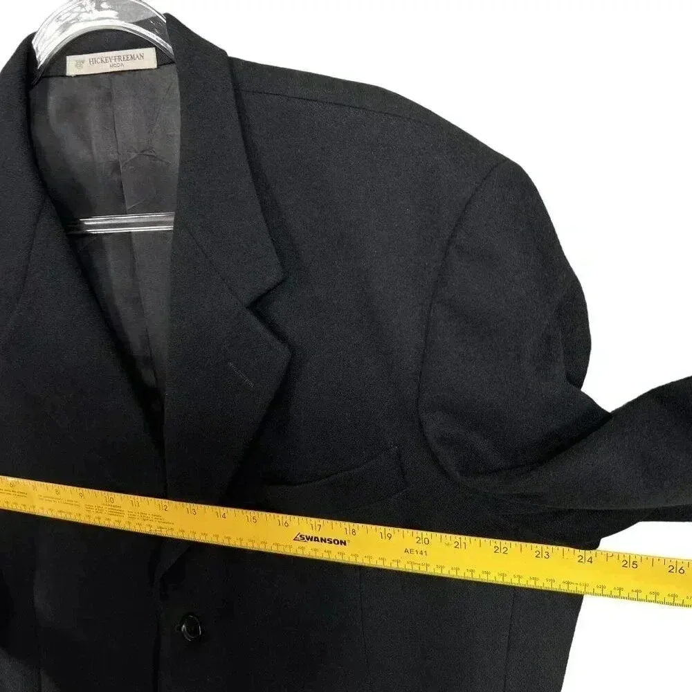 Hickey Freeman Mens 44 Long 100% Cashmere Black Sport Coat Wedding Old Money